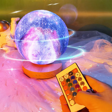 lampe veilleuse en forme de boule à poser sur son socle